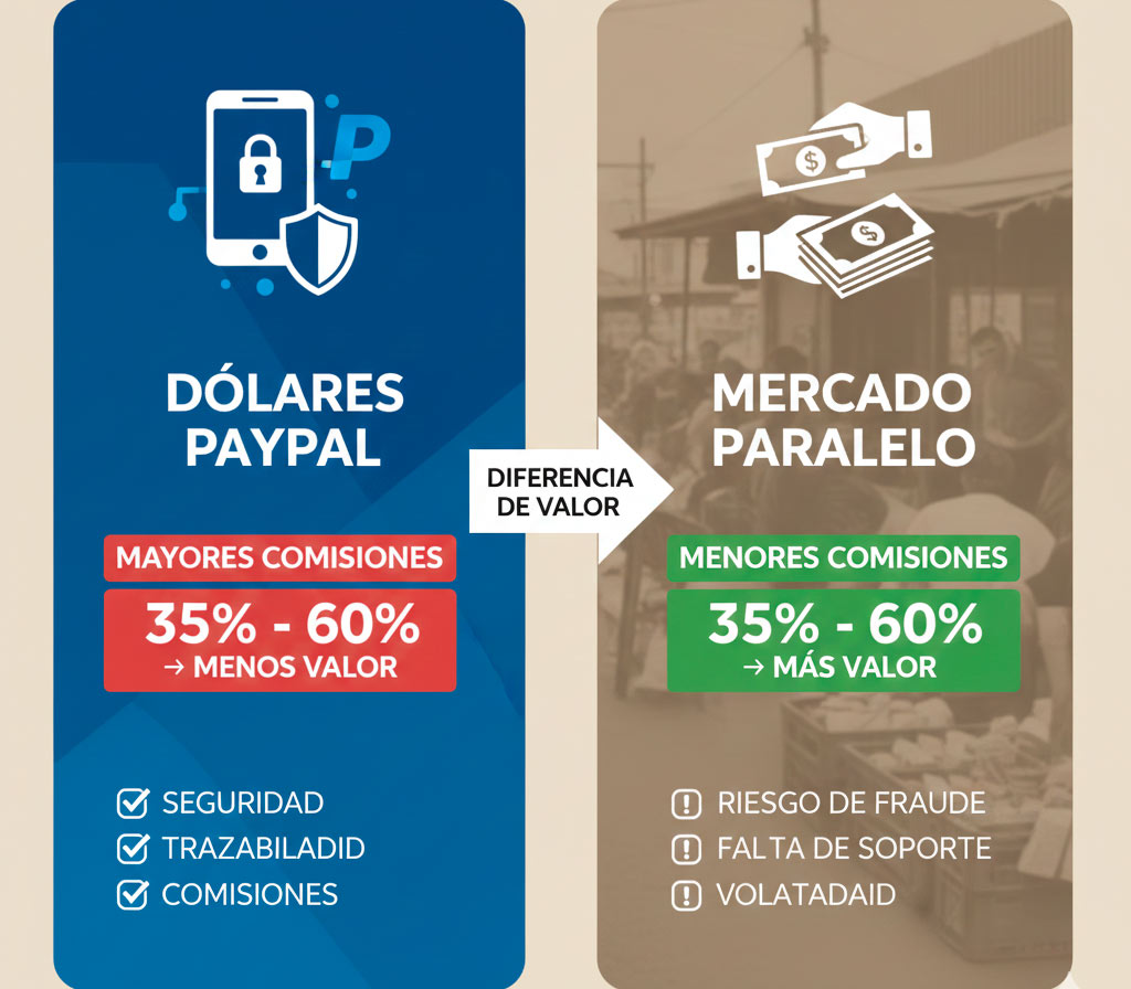 Diferencia entre dólares PayPal y dólares paralelos